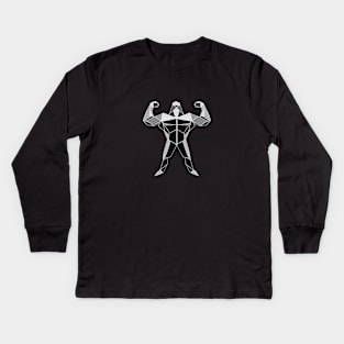 Geometric Strongman | Fitness Gym Workout T-shirt Kids Long Sleeve T-Shirt